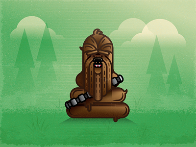 Poobacca II chewbacca emoji illustration poop star wars vector wookie