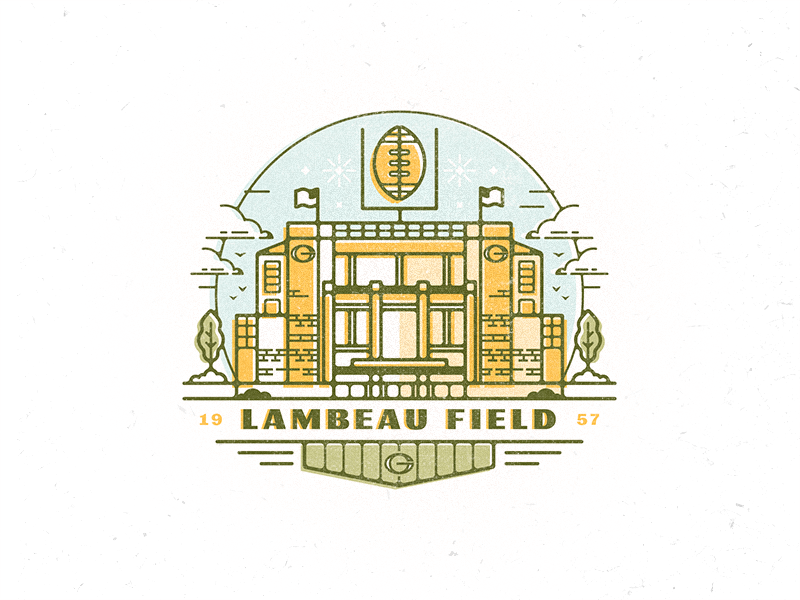 Lambeau green bay challenge 52weeks wisconsin field lambeau cheeseheads packers football sports vector illustration