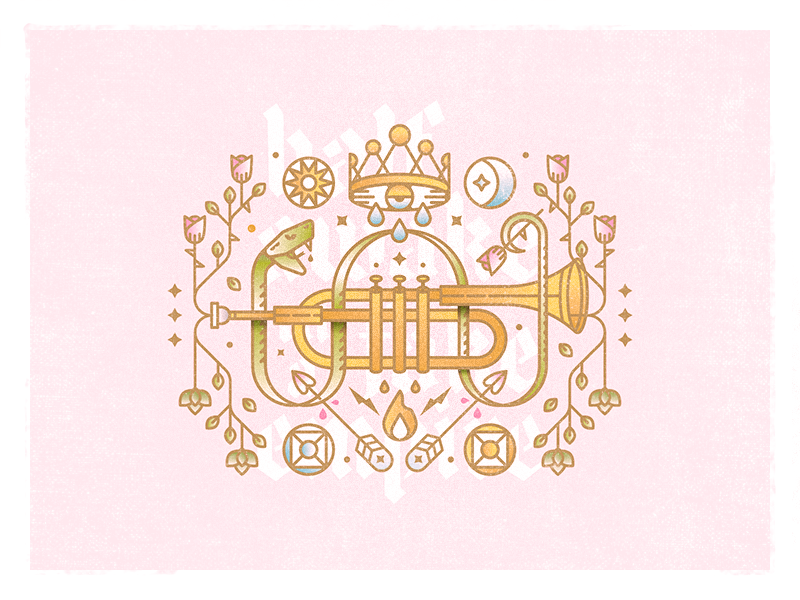 Fake Empire challenge 52weeks arrows crown snake trumpet vector illustration