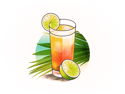 Summah Drank alcohol drink illustration lime palm punch rum tropical vector