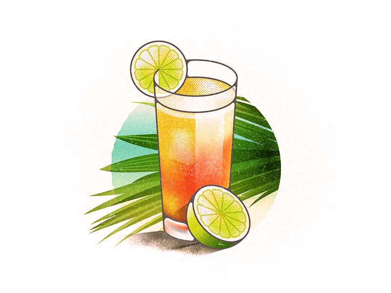 Summah Drank palm alcohol tropical lime punch rum drink vector illustration