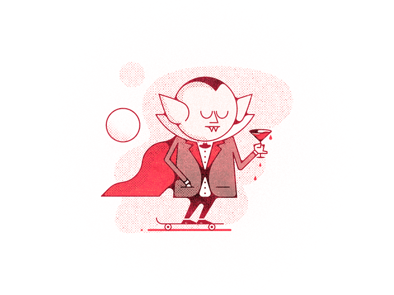 Rad Vlad skateboard martini challenge 52weeks vampire blood vector illustration