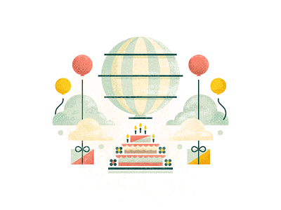 The Cake is a Lie 52weeks balloons birthday brushes cake challenge design hot air balloon illustration painterly texture vector