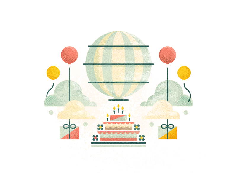 The Cake is a Lie texture painterly brushes design hot air balloon balloons cake challenge 52weeks vector birthday illustration