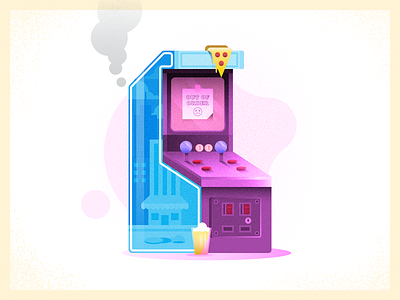 Barcade Woes 52weeks 80s arcade arcade cabinet beer challenge design illustration joystick pizza vector video games