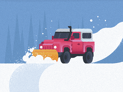 Mr. Plow 52weeks challenge illustration jeep mountains open road snow snowplow trees truck utility vector vehicle