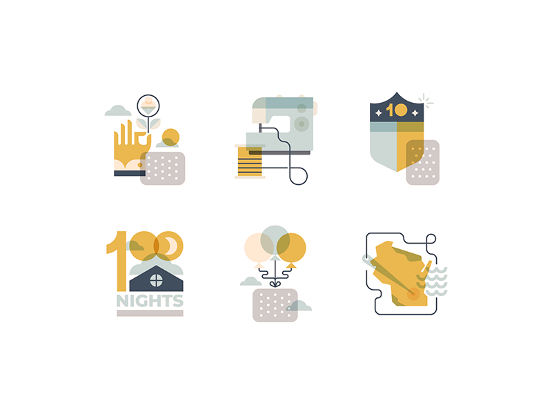 Bedding Icons branding design sleep bed bedroom sewing balloons mattress icon vector illustration