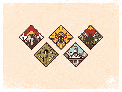 Outdoorsy bear branding butterfly california county design half dome icon illustration mountains pickaxe small town vector wilderness
