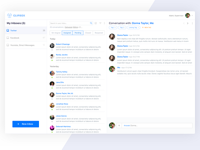 Social Messaging Inbox app clean dashboard email inbox interface mailbox message social