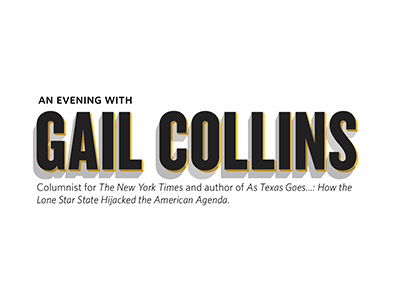 TexTrib flyer header - An Evening with Gail Collins shadows type