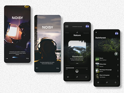 Noisy. ambient app audio app case study concept design graphic design illustration interface designer logo mobile application music ui ui design ui exploration user interface design ux