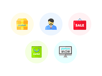 some icons business colorful computer flat icon market person platform product sale