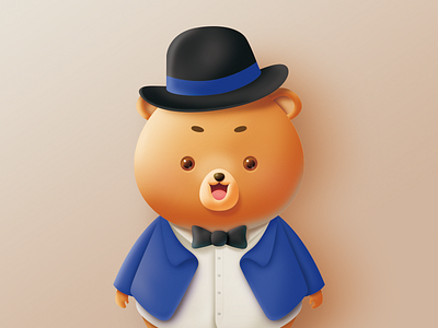 gentlebear animal bear cartoon cute formal dress gentleman hat lovely mascot