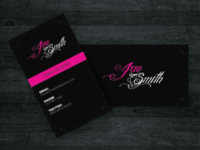 Jae Smith Business Cards black business cards elegant make up pink sleek