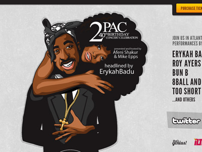 2Pac 40th Birthday Concert Celebration 2pac black erykah badu hiphop texture vector yellow