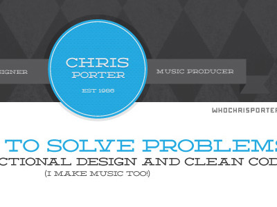 Another Porter resume: Header black blue circle clean deming diamonds header logo resume ribbon texture work