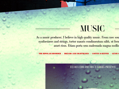 CLE+LA Site Design 3d album art ambroise blue cleveland design los angeles music one page print rain red web site