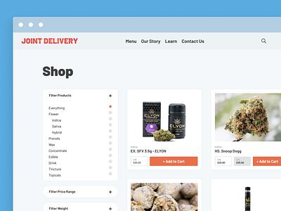 Joint Delivery Minimal eCommerce cannabis clean ecommerce figma marijuana minimal store vapes