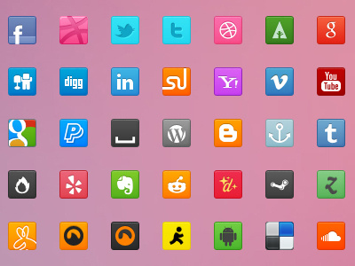 70 Sweet Social Media Icons dribbble facebook graphics gui icons media pinterest social sweet twitter ui vector