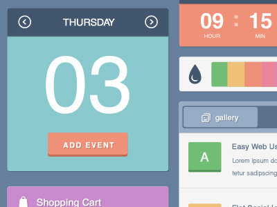Streamer Flat UI Kit blog buttons flat forms icons iphone shopping ui kit user interface widget