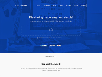Easyshare Filesharing Template Blue adobe photoshop agency filesharing landing page psd responsive template theme user interface webdesign wordpress