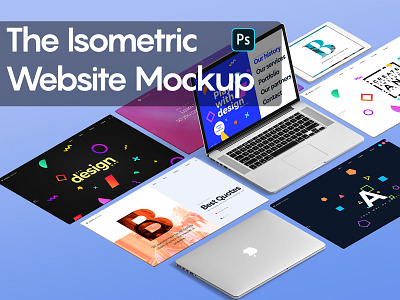 isometric website mockup