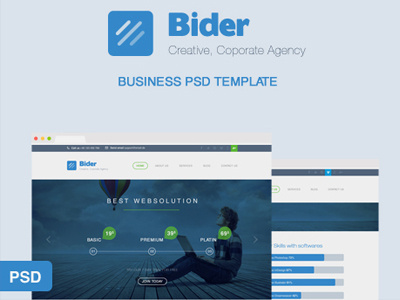 Bider adobe photoshop agency business creative fileshareing psd responsive template theme user interface webdesign wordpress