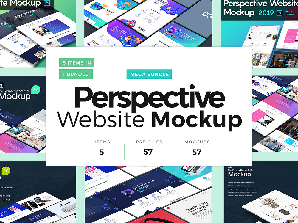 Perspective Website Mockup Bundle | Device Mockups ~ Creative Market