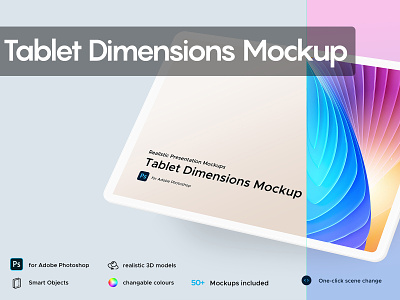 Tablet Dimensions Mockup 3d dimensions isometric mockup perspective mockup showcase tablet dimensions website pesentation