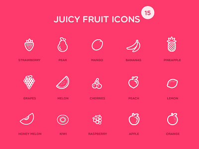 Juicy Fruit Icons download food fresh fruits iconography icons juicy line psd restaurant stroke vector