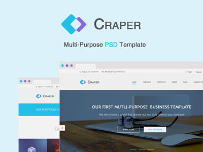 Craper Multi Purpose Psd adobe photoshop agency creative fileshareing psd responsive template theme user interface webdesign wordpress