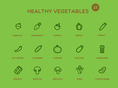 Healthy Vegetable Icons flat food fruits healthy line psd stroke vector icons vegetables