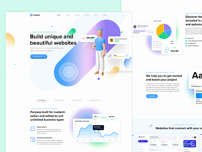 Landing Page Design builder concept creator graphic design illustration landing page mockup photoshop styleguide template ui webdesign