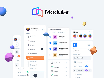 Modular - UI Styleguide & Composer design system design template drag and drop interface design styleguide template creator ui cards ui kit uidesign visual composer website builder