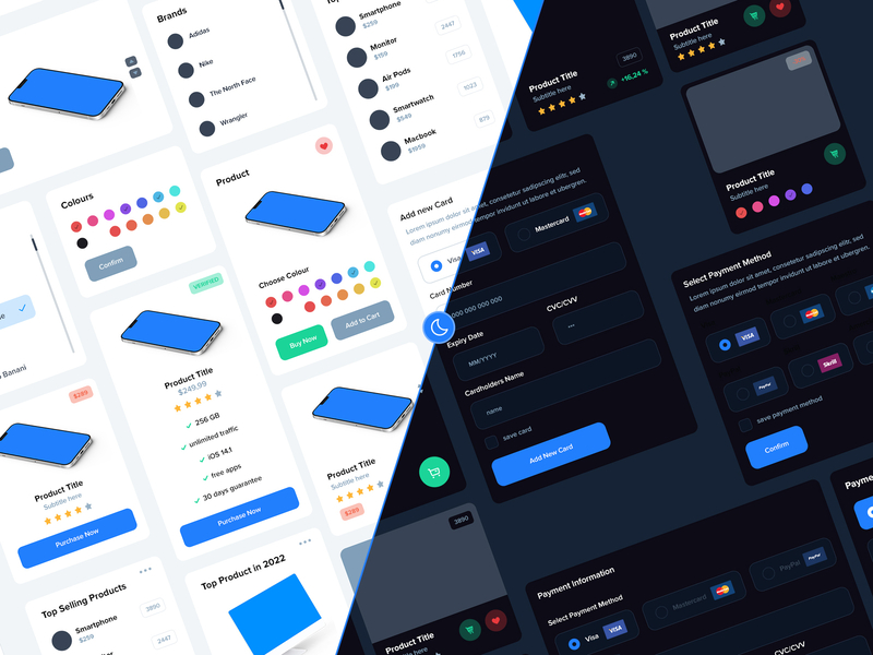 eCommerce UI Components dashboard builder ecommerce interface designer market payments shop ui builder ui cards ui components ui design visual composer wallet