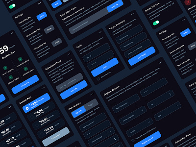 Dark UI branding buttons cards composer dark ui designer elements forms template visual widgets
