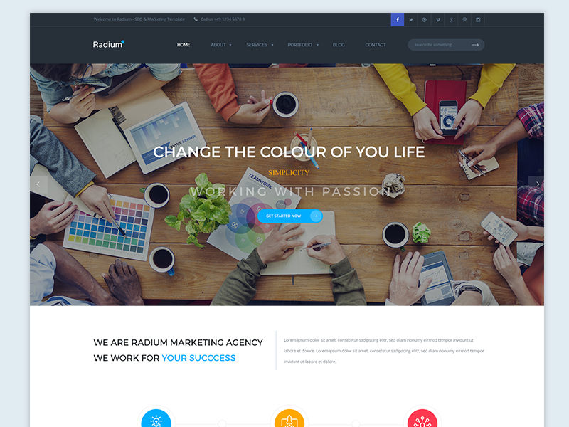 SEO & Marketing Template agency branding coloured corporate creative flat media seo template wordpress theme