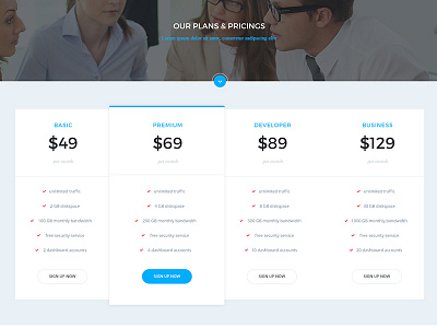Plans & Pricing UI blue business concept creative filthy flat marketing modern plans pricing tables shopping ui