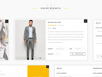 Popup Widgets design ecommerce fasion interface modal popup shop template theme ui wordpress