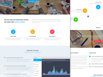Radium Agency Template creative dashboard design layout landing page template ui user interface webelements website
