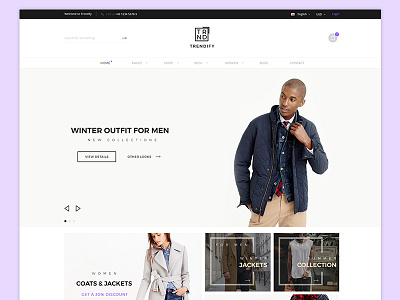 Trendify Psd Template creative design fashion goods market minimal retail shop store template theme website