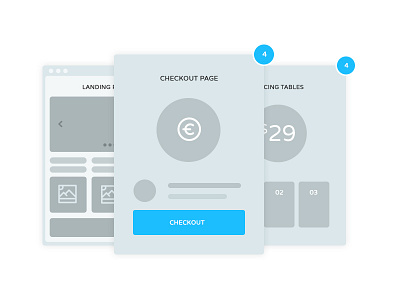 UX Weblfow Cards flat flowchart illustration prototype ui ux cards website wireframe