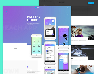 New Pages app creative design template flat lander landing page material design minimal website