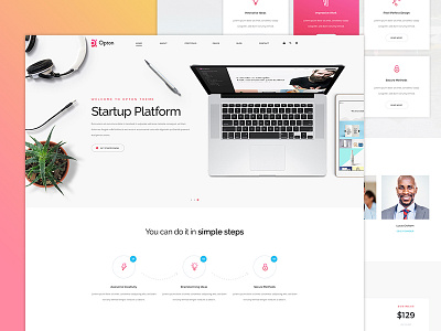 Opton for Startups corporate creative design ecommerce landing page learning media online course platform startup webdesign