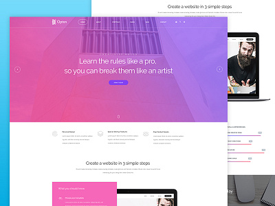 Opton Pro creative design developement landing page minimal portfolio theme website wordpress