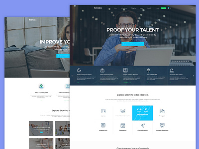 Bromine Learning Platform creative design developement elearning landing page minimal theme website wordpress