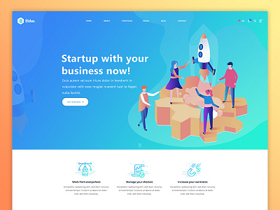 Startup Landing Page concept landing page layout photoshop sketch startup ui webdesign website wordpress