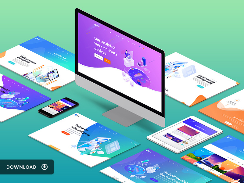 Download Isometric Website Mockup by KL-Webmedia on Dribbble