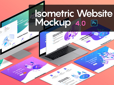 Isometric Website Mockup isometric mockup isometric website mockup perspective mockup perspective website website presentation website showcase