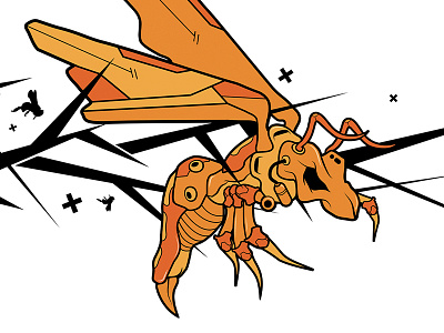 Nature vs Tech - Part 2 art black illustration orange robot wasp yellow